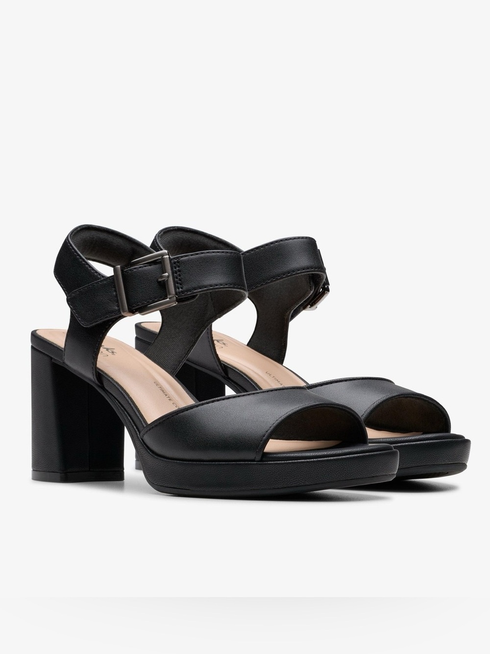 Clarks Ambyrlyn Faye Block Heel Sandals Black 9.5